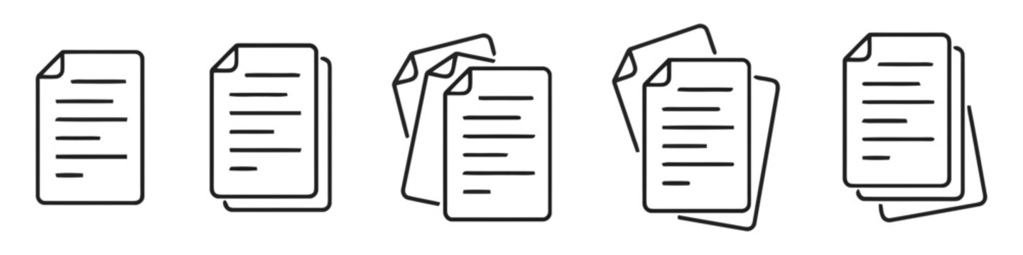 Document paper sheet icon set for file management with document management business illustration collection interface elements template documents