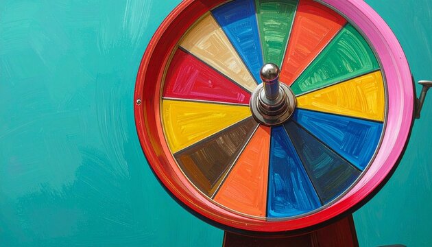 Colorful spinning wheel for random chance and probability selection