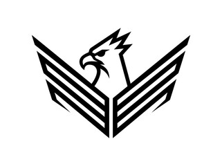 Fototapeta premium Minimalist Eagle Logo Design with Geometric Wings and Sharp Vector Profile