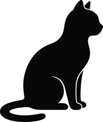 Black cat silhouette sitting © Poli