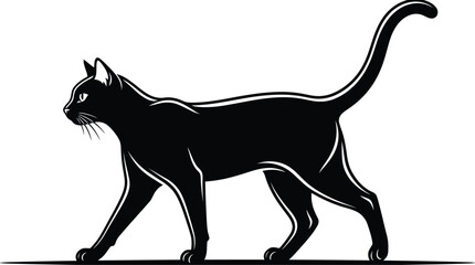 Black cat walking to the left © Poli