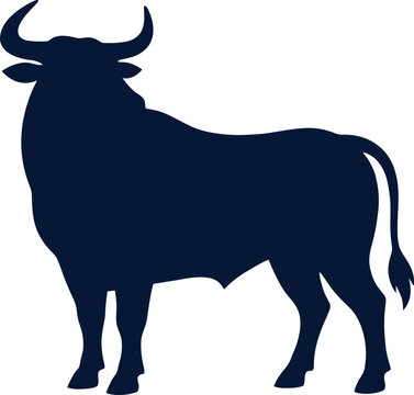 Dark blue bull standing silhouette