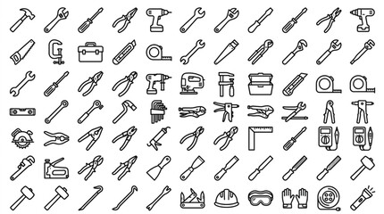 Obraz premium Various tools are scattered across a workbench in a cluttered workshop.