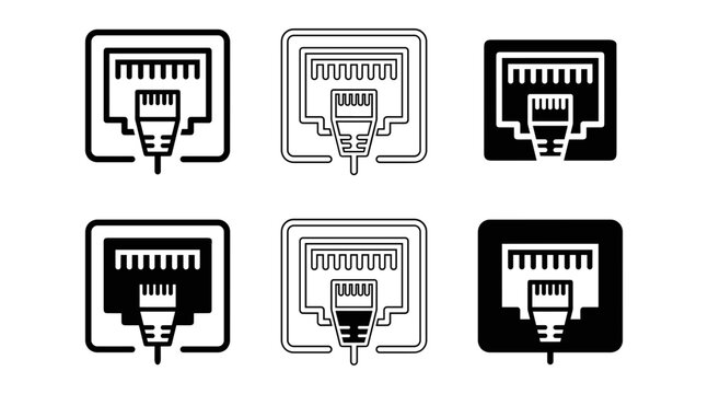 Isolated computer server rack icons with network connections isolated on transparent background, Vector