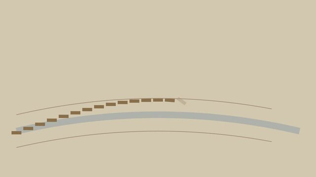 Minimalist loading bar animation with progress blocks moving along a curved path 4k motion