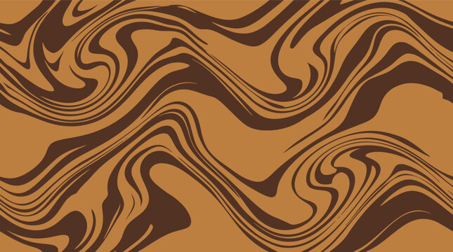 Abstract brown and purple liquid swirl pattern with flowing marble waves for modern design