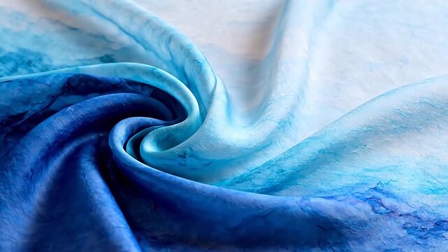 Blue fabric with flowing folds