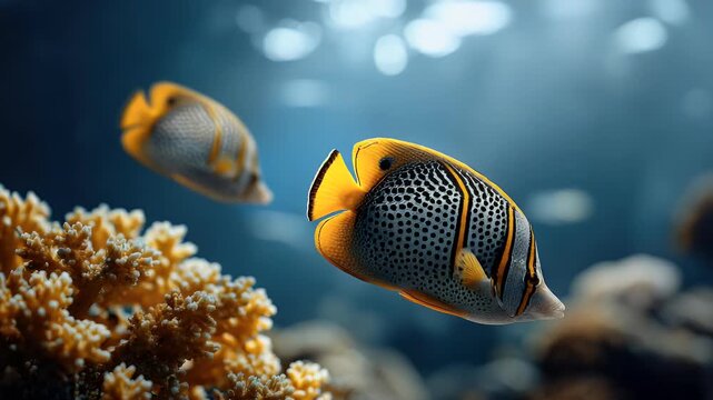 Ocean dweller marine life coral reef underwater tropical fish swimming