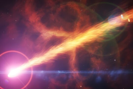 Cosmic energy bursting through deep space nebula background with astronomy
