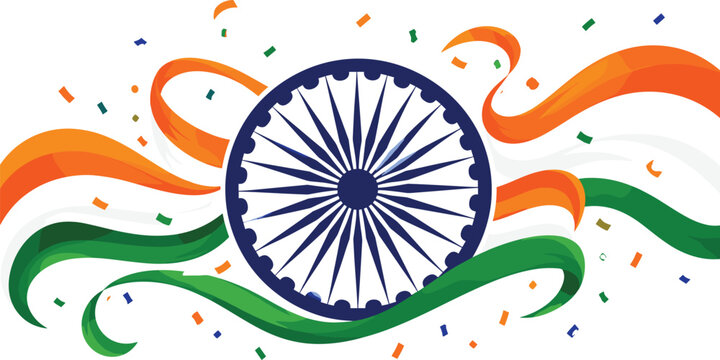 Indian independence day celebration background with ashoka chakra