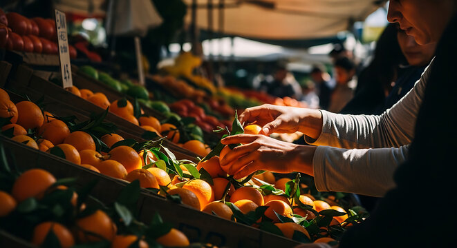 Colorful pumpkins and autumn vegetables in a market stall - Close-up of assorted pumpkins, squash, and autumn vegetables displayed on a wooden table in a warmly lit market setting.