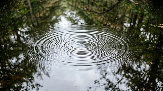 Water Ripples Reflecting Trees and Sky.