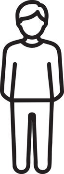 Stick figure standing full body icon white background line art
