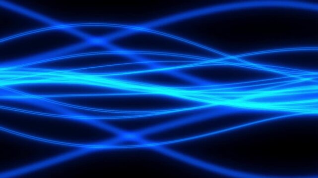 A mesmerizing video of blue neon lights on a dark background