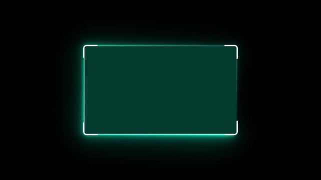 Futuristic neon HUD callout frame for digital interface. Sci fi HUD lower third with copy space for broadcast titles. Neon UI screen overlay for gaming and news use. News mocup frame, hud elements