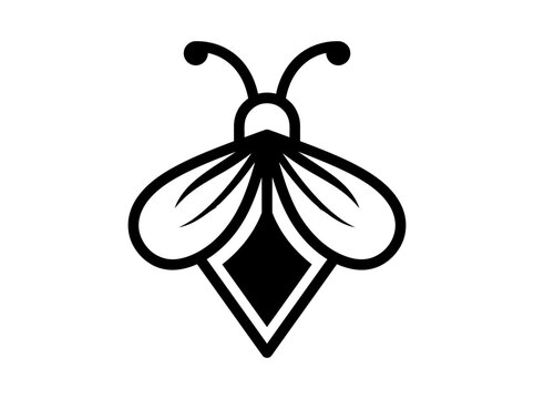 Minimalist Firefly Logo Vector - Black and White Lightning Bug Icon