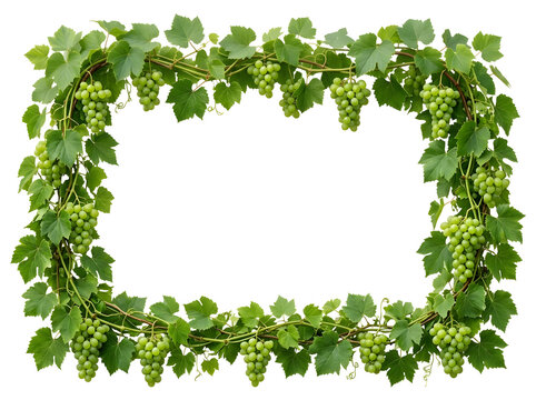 Grape vine frame isolated on transparent background