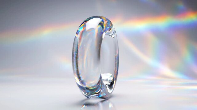 Abstract 3D Glass Ring with Rainbow Refraction | Luxury Crystal Loop Animation