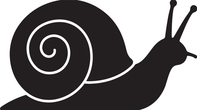 Snail icon, black silhouette, shell spiral, animal symbol, vector illustration