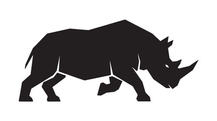 Black Rhinoceros Silhouette, Wildlife Icon, Animal Graphic, Vector Illustration © Mir