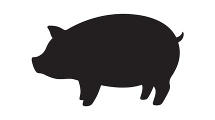 Black pig silhouette, farm animal icon, piglet vector, livestock symbol © Mir