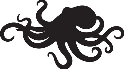 Black octopus, octopus icon, sea creature, tentacled animal, vector illustration © Mir