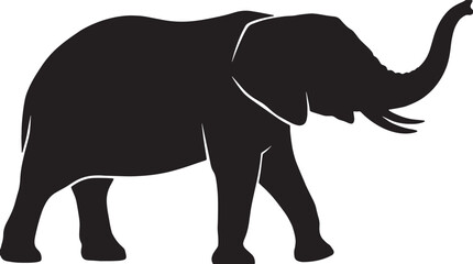 Black elephant silhouette, elephant icon, animal graphic, wildlife symbol © Mir