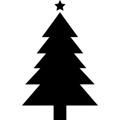 Obraz premium Minimalist Christmas Tree Silhouette Icon Black Vector Isolated on White Background