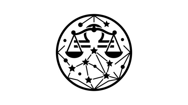 Libra Zodiac Sign Constellation Icon, Astrology Symbol, Balanced Scales, Horoscope