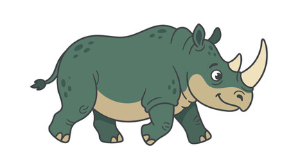 Cute cartoon rhino walking, isolated on white background, illustration © Jarwo