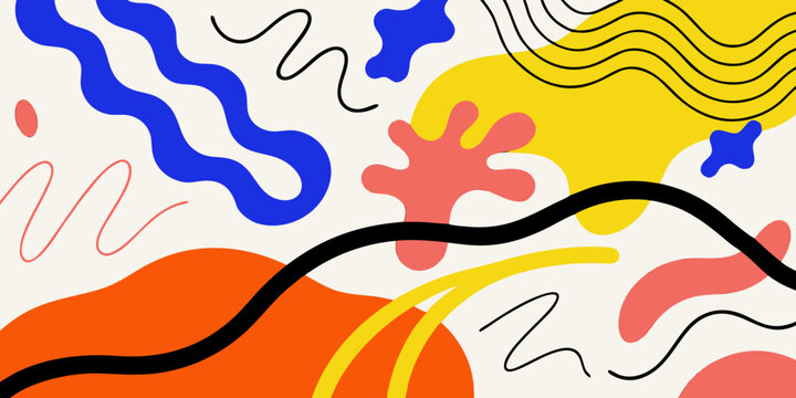 Abstract summer nature background. Set of organic pattern with wavy shapes and lines for summer poster, card and banner design. Vector illustration