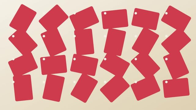 Abstract animation 4k background, with rotating red, cards and white, dots, minimalist geometric, motion for modern, presentations and digital