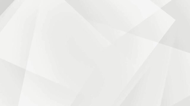 Abstract geometric white-and-grey background with smoothly moving, overlapping polygonal shapes.
