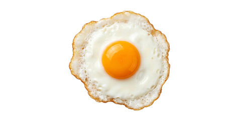 A perfectly cooked sunny side up fried egg with a vibrant golden yolk and crispy brown edges...