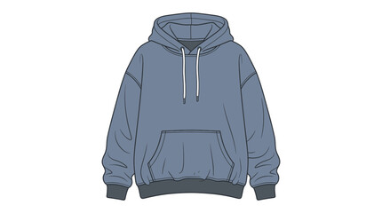 Blue Hoodie with Drawstring and Front Pocket, Casual Wear, Isolated on White Background © Jepe