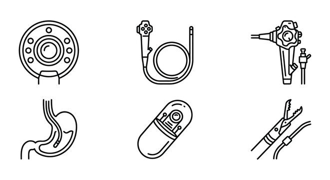 Medical Instruments Line Icons Set On White Background
