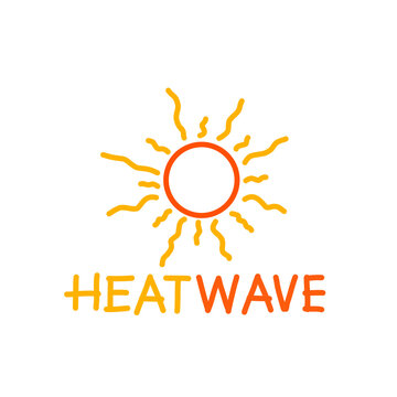 handwritten heat wave with sun icon without background