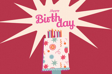 Fototapeta premium Celebrating a happy birthday with a cake and candles at a fun party event