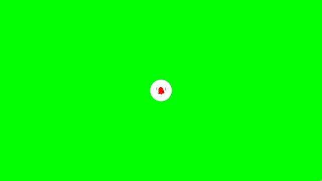 Red Notification Bell Icon with Cursor Clicking inside White Circle on Green Screen Background for Social Media Alerts and Video Subscriptions