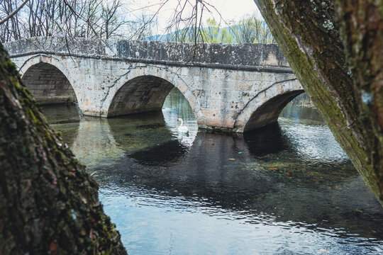 Roman bridge over the river Bosna