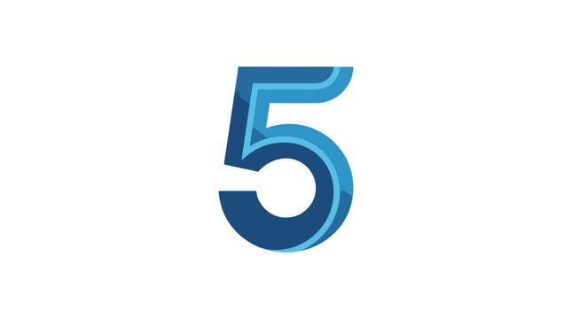Blue stylized number five icon with layered design.