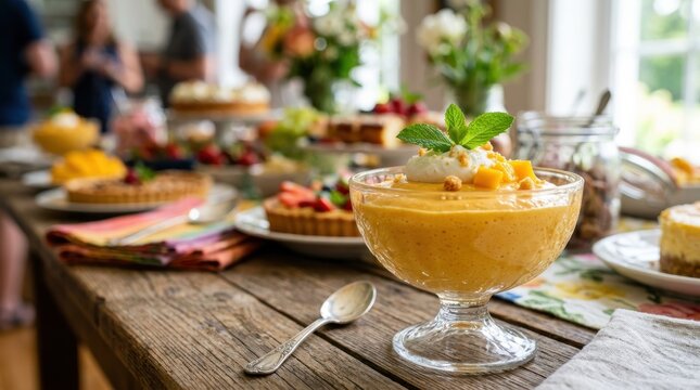 Elegant Dessert Table with Assorted Pastries and Fruit Displays for Celebrations.