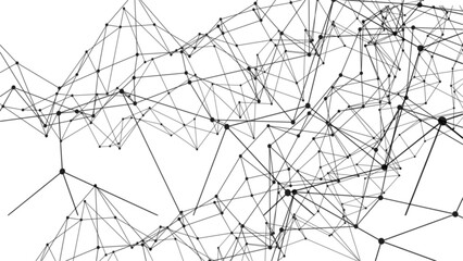 Obraz premium Abstract plexus network of black lines and dots, digital technology connection mesh, futuristic data communication structure isolated PNG with Transparent Background