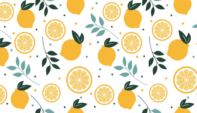 Imagine prompt citrus lemon fruit seamless vector pattern