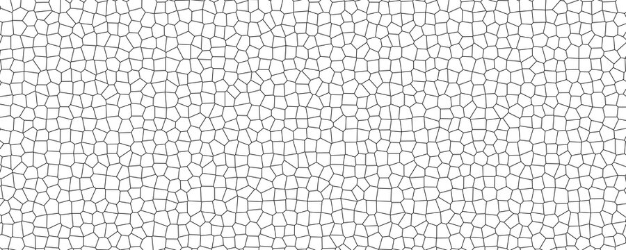 Abstract Voronoi tessellation pattern black line grid cellular structure isolated on white background