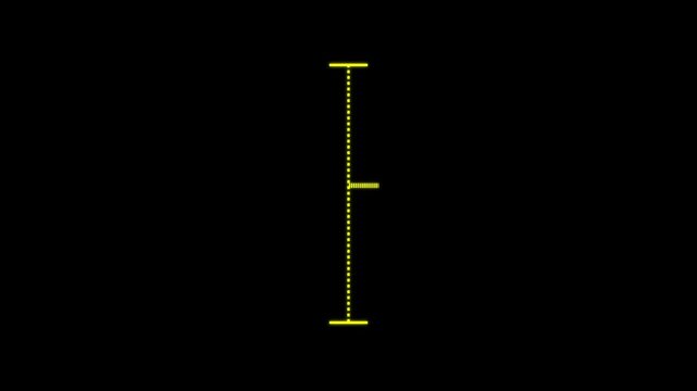 Yellow vertical dotted line measuring height animation of line direction alpha channel. Measuring Ruler Scale with Arrow and Dimension Markings 4K Motion Graphics.