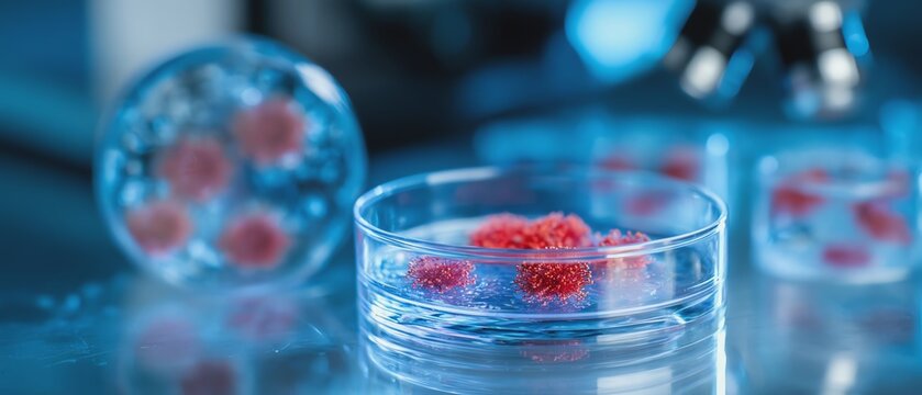 Petri dish with vibrant cultured cells