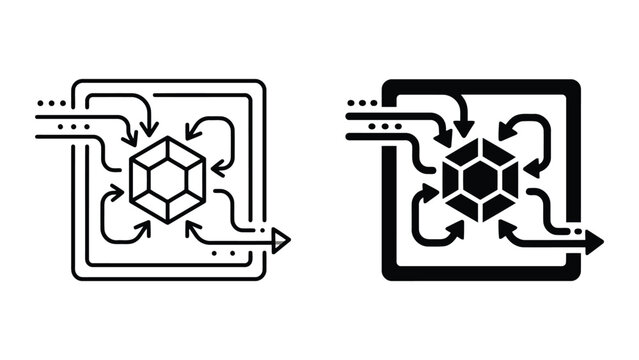 Data aggregation and centralization concept icon set for network systems