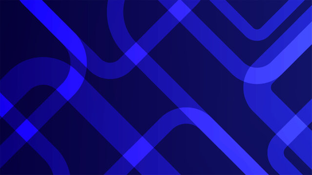 Abstract blue vector background neon geometric lines with rounded corners overlapping on dark gradient, modern futuristic digital technology wallpaper, website header design