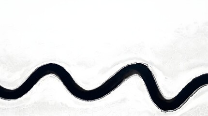 Fototapeta premium Abstract Winding River Cutting Through White Cracked Terrain